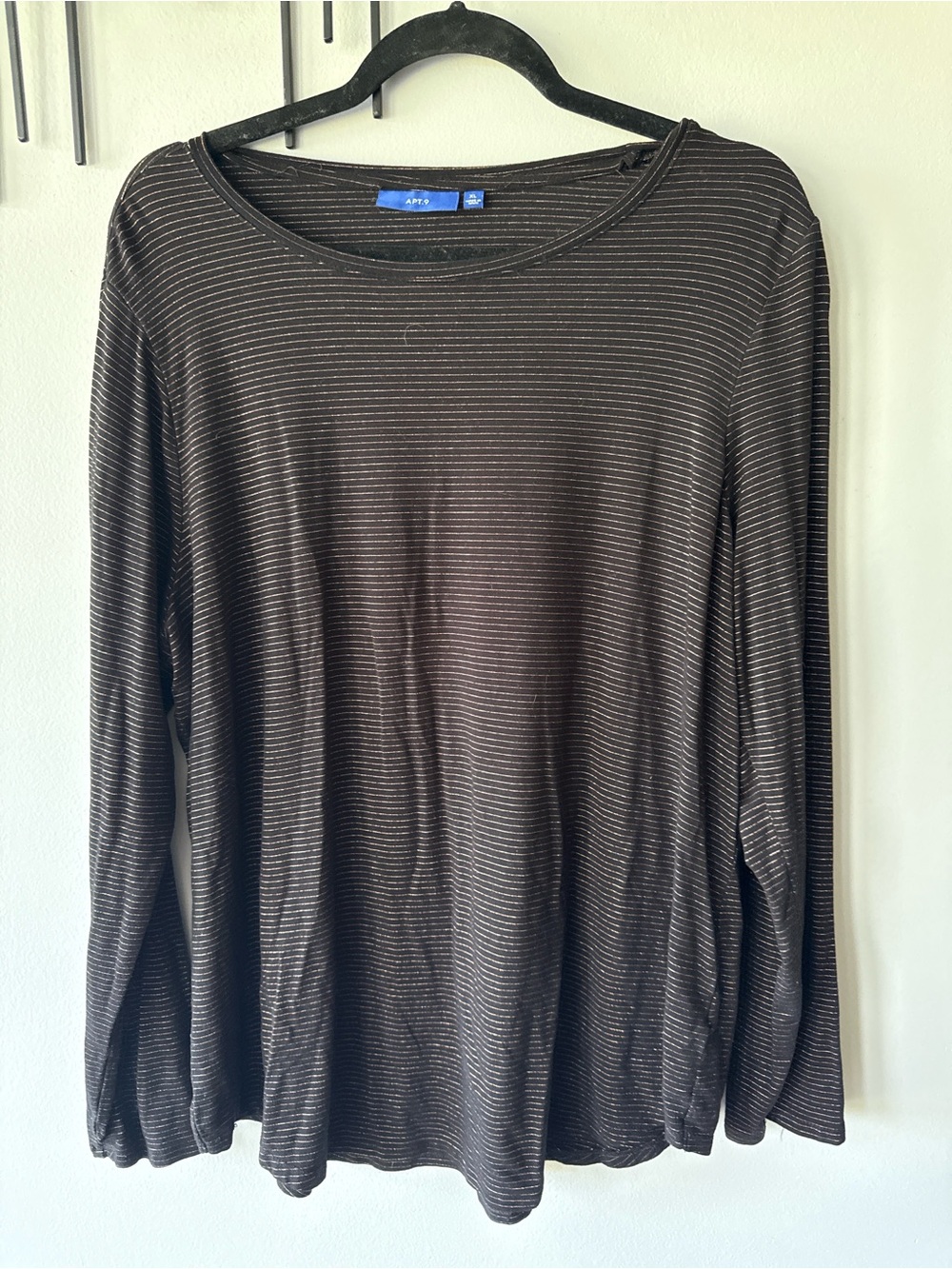 Apt. 9 Black and Gold Striped Long-Sleeve Women's Shirt